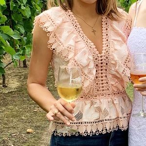 Saylor Pink Lace Ruffle Top
